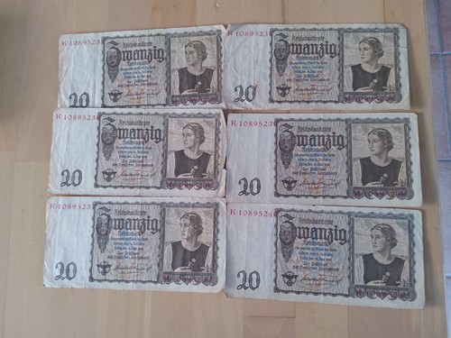 6x20 reichsmark geldscheine - 6x20,