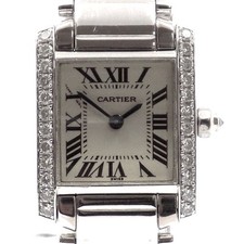 Cartier Tank Francaise Damen Quarz Uhr 24 Brillanten 18 Karat Weißgold xxyy