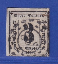 Bayern 1862 Portomarke 3 Kreuzer Mi.-Nr. 1 mit OMR 598 Würzburg