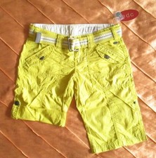 EDC BY ESPRIT PLAY TURN UP CARGO SHORTS BERMUDA HOSE GELBGRÜN 34 XS NEU