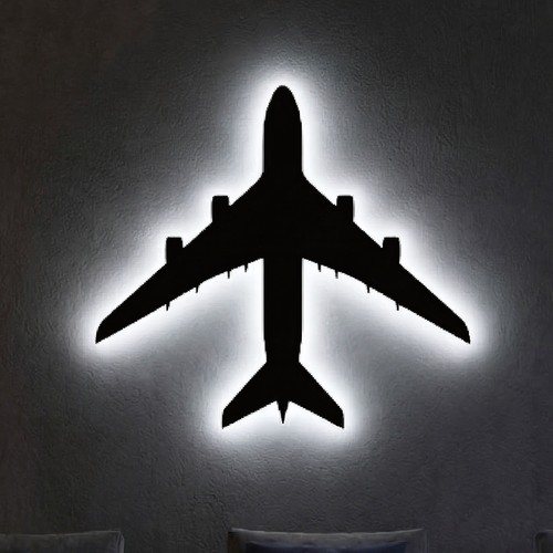 Flugzeug led neon schild holz - neon,