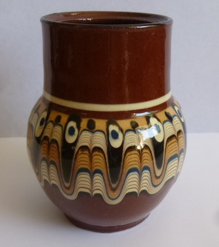 Vase braun glasiert - mit, muster