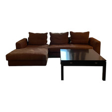 Cierre Wohnlandschaft Leder Nabuk 20 Marrone Fuß Chrom