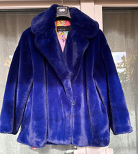 Marc Cain Luxus Damen Jacke Kunstfell mit Reverskragen in Royalblau Gr. N3/38