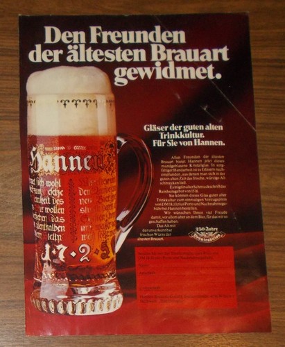 Seltene werbung hannen alt - werbung,