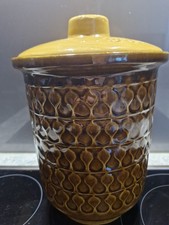 JASBA Keramik Rumtopf Topf mit Deckel braun Vintage Küche GERMANY H: 31 cm