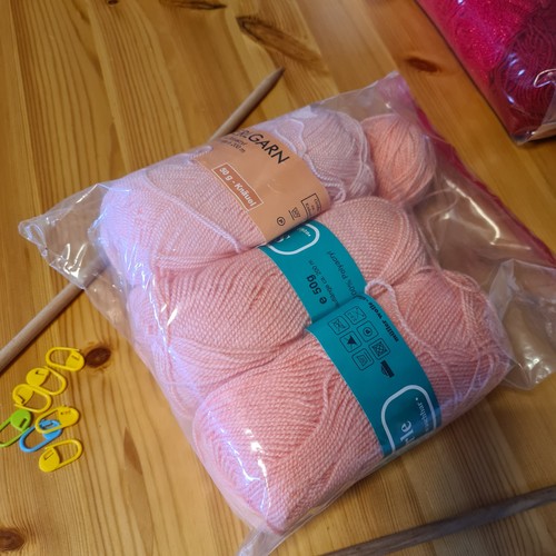 Wollreste perlgarn rosa - , hell-