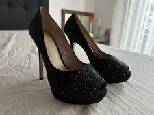 Pumps High Heels Schwarz Zara Größe 37 Neuwertig Glitzer Schwarz Plateau 12 cm