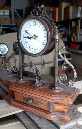 28cm messing holz tischuhr