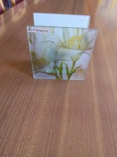 Dekorativer Teelichthalter aus Glas, rechteckig mit Lilien formano