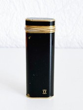 Vintage CARTIER Feuerzeug Gas TRINITY edles Lackschwarz vergoldet Plaque Or 6