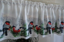 Meterware Weihnachtsgardine Gardinenstoff kurz Gardine Stoff Querbehang ab 50 cm