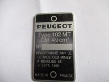 Typenschild ID-plate Peugeot Cycles  s81 Mofa 102 MT Moped