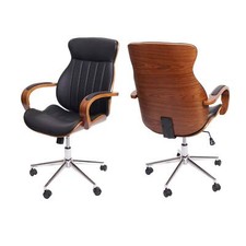 Bürostuhl HWC-H39, Drehstuhl Chefsessel, Bugholz Kunstleder höhenverstellbar