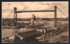 Kiel Kriegsschiff im Hafen Einfahrt zur Kaiserlichen Werft, Ansichtskarte 1913 