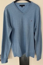 Original Tommy Hilfiger Herren Pullover V-Auschnitt hellblau Gr. M TOP!