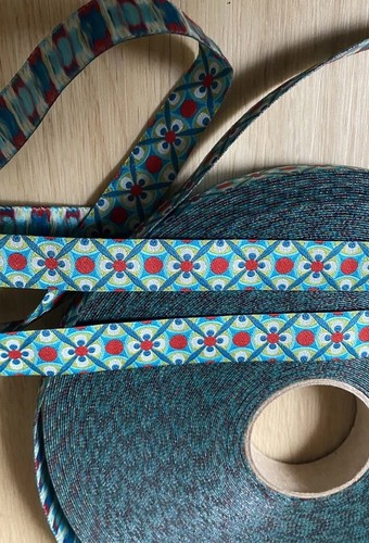 Webband 15mm bunt raute blume - webband,