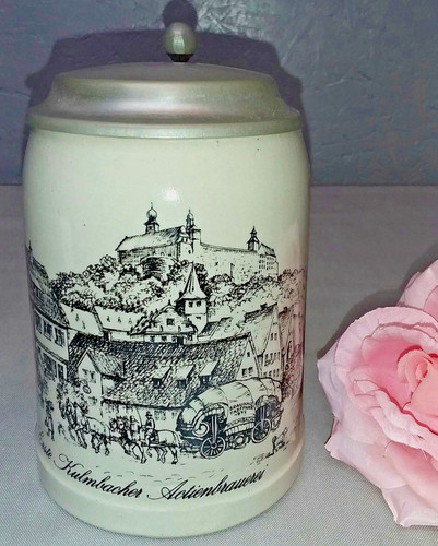 Bierkrug mit zinndeckel - bierkrug,