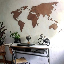 3D Weltkarte aus Holz - Mahagoni DEKO IDEE WANDBILD naturbelassen WANDDEKO WELT
