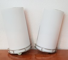 WANDLEUCHTE ENTWURF- Andree Putman 20er Jahre  Design Opalglas silberner Halter