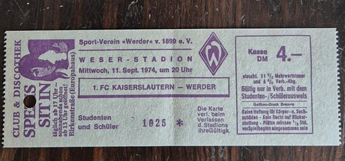 Ticket bundesliga 74 - ticket, 11.09.74