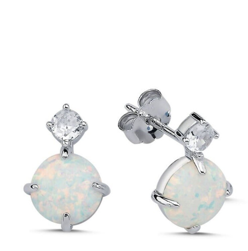 Opal zirkonia ohrstecker - zirkonia, echt