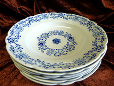 6 große Suppenteller Porzellanfabrik Kalk Eisenberg Kobalt blau DDR