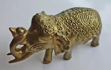 *Messingelefant Elefant in Messing Sattel zisiliert Antik Vitrine Glücksbringer