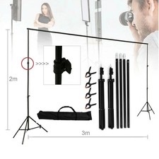 Fotostudio Hintergrundsystem Ständer Kit 2x3m verstellbar mit Klemmen +4 Clips