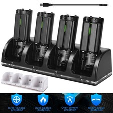 Wii Ladestation für Wii Fernbedienung,Wii Controller 4 Port Ladegerät mit 4 Akku