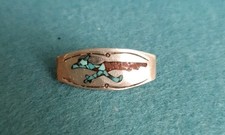 Vintage Native Mexico Peyote Vogel Brosche 925Silber Türkis Koralle Inlay 2,5cm 