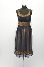 180 475 MARIE BLANC Damen Abendkleid Gr. 38 Kleid Cocktailkleid dunkelblau gold