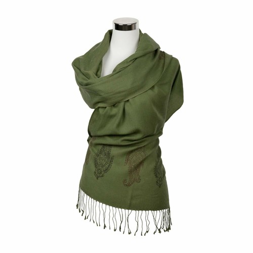 Schal olive grün - olive, bedruckt