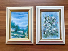 2 Keramikfliesen im Rahmen Karin Andersen Skandinavien Blumen Landschaft