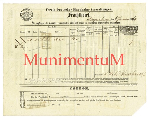 Frachtbrief 1860 magdeburg - frachtbrief,