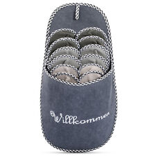 ABS Gästepantoffel 6er Set grau Anti Rutsch Noppen Hausschuhe Gästeschuhe Filz