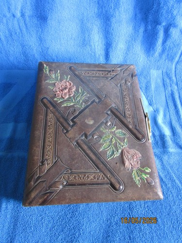 Antik fotoalbum leder geprägt - antik,