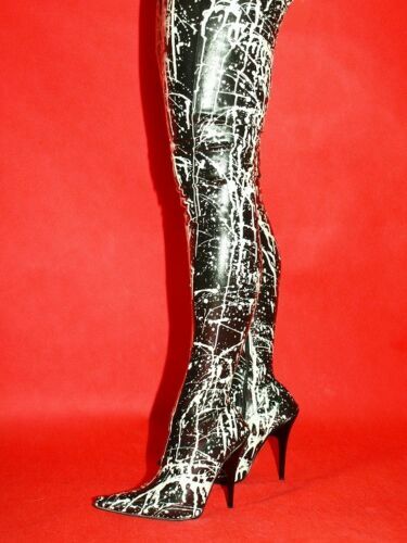 Crotch latexstiefel schwarz - schwarz,