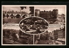 Ansichtskarte Shrewsbury, English Bridge, River Severn, The Castle 