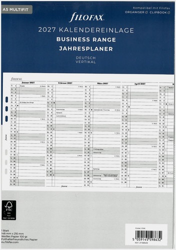 Filofax kalendereinlage din - filofax,