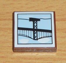 Lego City 1 bedruckte Fliese (2 x 2) mit Brücke darauf