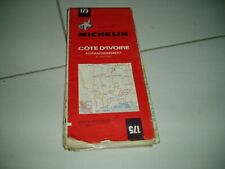 COTE D'IVOIRE Michelin Karte 175 von 1973 mit Stadtplan Abidjan, 1 : 60.000