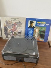 Retro Turntable Player with 2 Vinyl Records (Bundle)