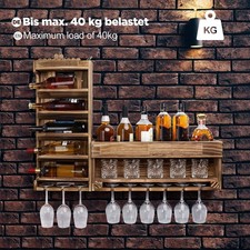 Weinregal Palette Beflammt Holz Wandbar mit Korkhalter Wand Flaschenhalter 