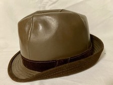 Herren Lederhut Hut Leder DDR ( VEB Luckenwalde ) Braun 55 cm