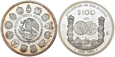 Mexiko - Mexico 100 Pesos 1991 - Ibero-Amerika Silber 0.925, 27g, ø 40mm KM# 540