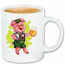 Kaffeetasse SCHWEIN MIT BIERKRUG UND LEDERHOSE AUF DEM OKTOBERFEST WILDSCHWEIN