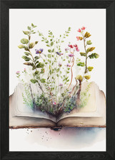 Aquarell Buch gerahmt Wandbild