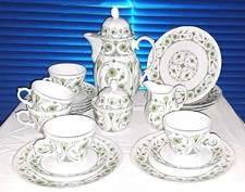 Retsch Wunsiedel Bavaria Porzellan Kaffee-/Teeservice Floral grün - 21 Teile