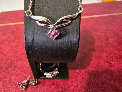 Silber schmuck set mit rubin - schmuck,
